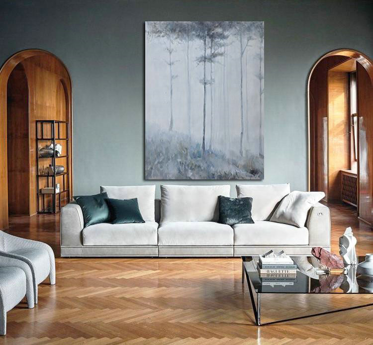 Oversized Canvas Art On Canvas,Oversized Abstract Landscape Painting,Huge Abstract Canvas Art,White,Grey,Black.etc